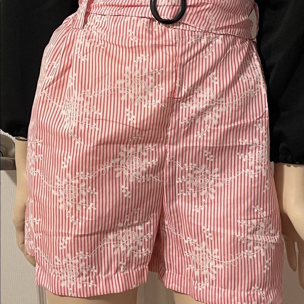Pink stylish  shorts with belt.fits up to 34-38 inches waistline.